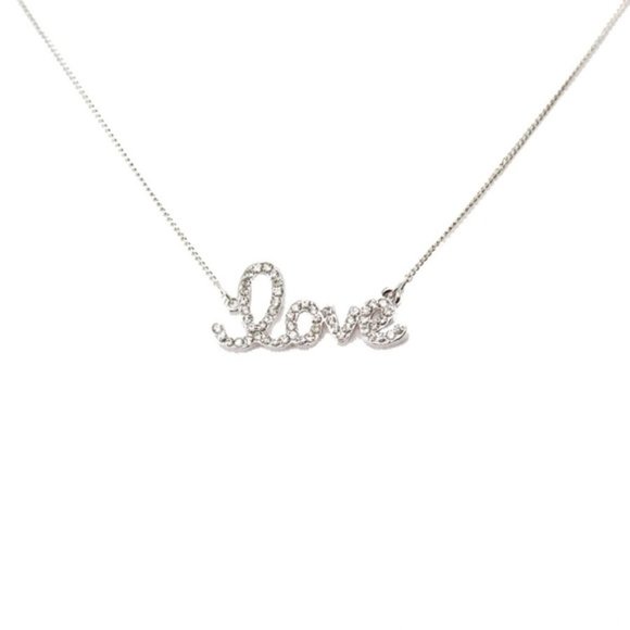 T&J Designs Jewelry - 18k Gold Plated Silver Love Necklace with Swarovski Crystals